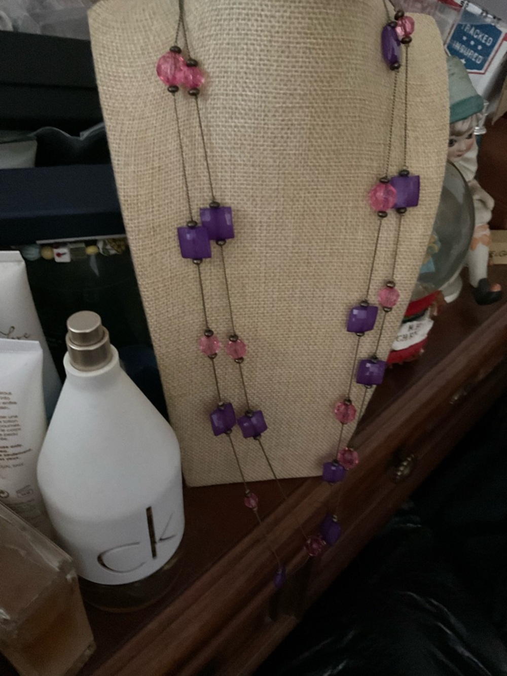 Macy's Purple and Pink Bead Long Necklace